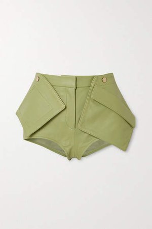 Le Short Boca Paneled Leather Shorts - Light green