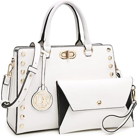 Amazon.com: Dasein Purses and Handbags for Women Satchel Shoulder Bag Work Tote Top Handle Purse with Matching Wallet (White) : Clothing, Shoes & Jewelry