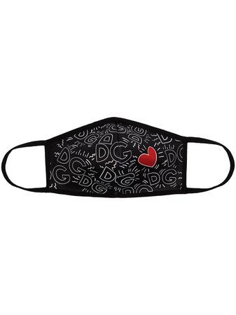 Shop black & white Dolce & Gabbana heart monogram-print face mask with Express Delivery - Farfetch