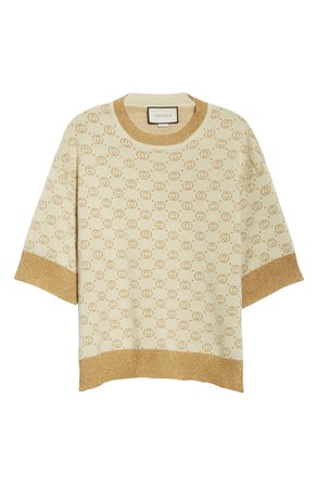 Gucci Lamé Logo Jacquard Wool Sweater | Nordstrom