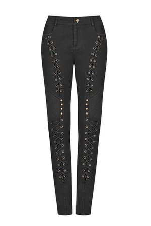 Ariadna Corset Lacing Black Gothic Trousers by Punk Rave