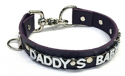 Custom Leather choker 1" wide - Daddy's girl any word / color blue purple red | eBay