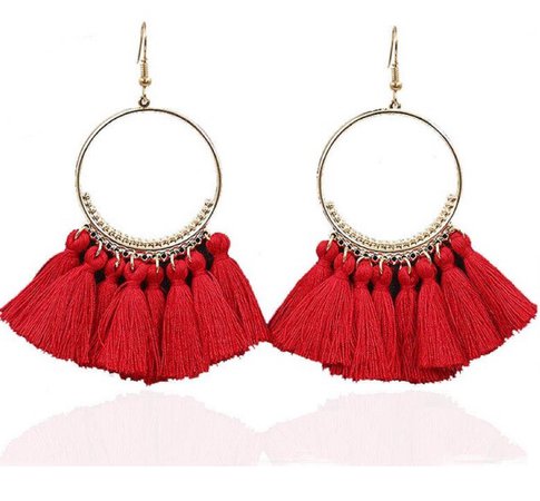 red bohemian earrings