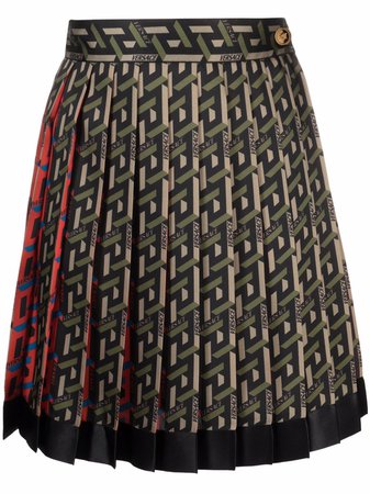 Versace Pleated geometric-print Skirt - Farfetch