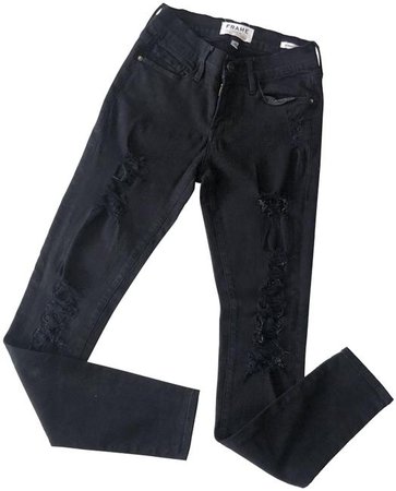 FRAME Black Le De Jeanne Ripped Skinny Jeans Size 24 (0, XS) - Tradesy