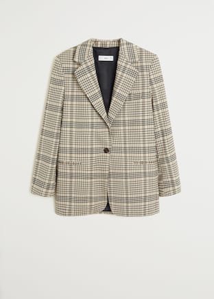 Check structured blazer - Women | Mango USA brown