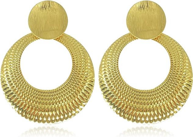 QUSIJIA Bohemian Large Double Round Disc Dangle Drop Earrings Vintage Geometric Statement Earrings Jewelry For Women Girls (circle): Clothing, Shoes & Jewelry