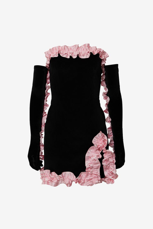 MISCREANTS Mimi Mini Dress & Gloves - Black / Pink