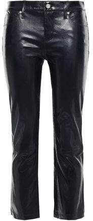 Cropped Glossed-leather Bootcut Pants