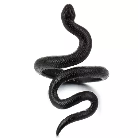 Snake Rings Black Silver Color Metal Punk Open Adjustable Design Anima – Cifeeo