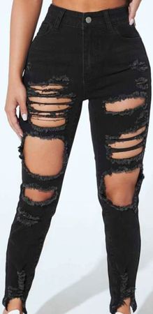 SHIEN Black ripped Jeans