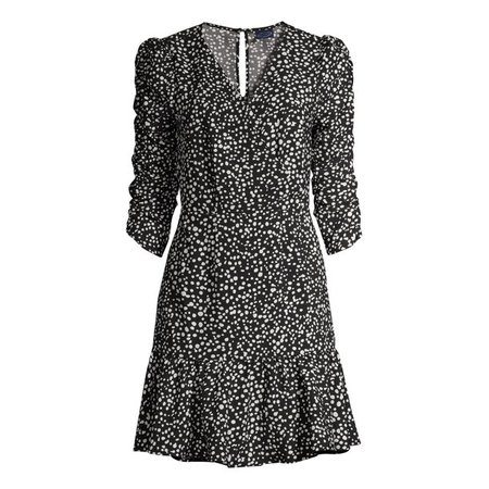 Scoop - Scoop Women’s Scrunch Sleeve Printed Dress - Walmart.com - Walmart.com