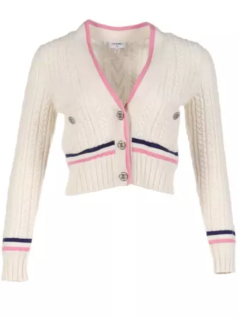 CHANEL Pre-Owned 1986-1988 CC-buttons cable-knit Cardigan - Farfetch