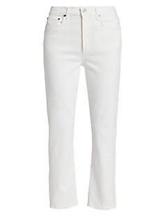 Shop Mother The Tunnel Vision Ankle High-Rise Stretch Crop Straight-Leg Jeans | Saks Fifth Avenue