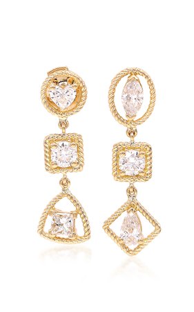 Six Mixed Unity 18k Gold Diamond Drop Earrings By Mks Jewellery | Moda Operandi