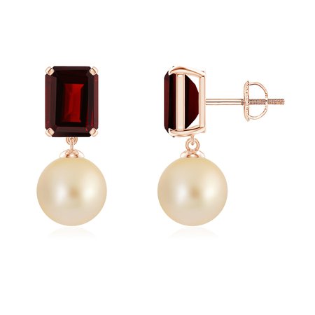 Golden South Sea Pearl & Garnet Earrings