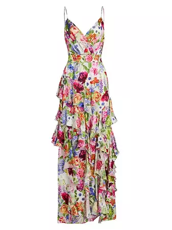 Shop Alice + Olivia Hayden Ruffled Floral Maxi Dress | Saks Fifth Avenue