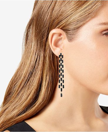 Thalia Sodi Gold-Tone Stone Triple-Row Linear Drop Earrings, Created for Macy's & Reviews - Earrings - Jewelry & Watches - Macy's