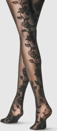 embroidered black tights