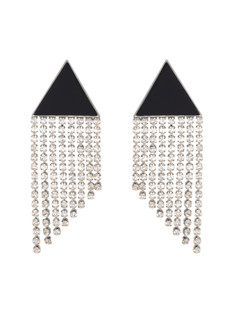 The Attico Bags and Accessories | The Attico - "Zoe" black triangle earrings with crystal chains