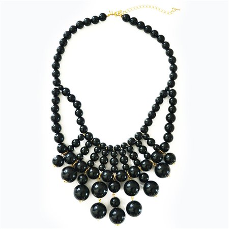 Retro Bauble Necklace â€“ black chunky bead necklace bib style