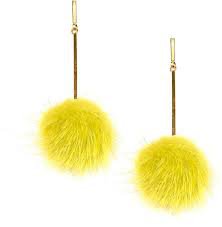 yellow pom pom earrings - Google Search