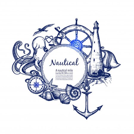 Nautical marine composition icon doodle | Free Vector