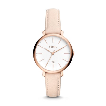 Jacqueline Three-Hand Date Pastel Pink Leather Watch - Fossil