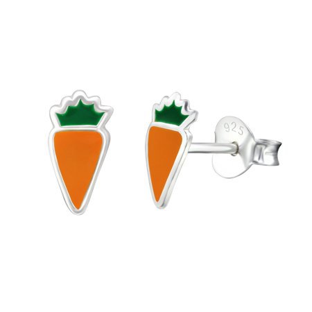 All in Stock - 925 Sterling Silver Enamel Orange & Green Carrot Stud Earring - Walmart.com