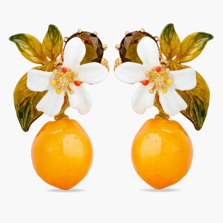 Orange and orange blossom stud earrings | Les Néréides