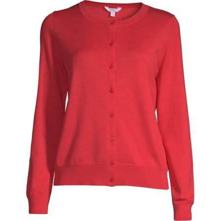 Time and Tru - Time and Tru Women's Everyday Cardigan Sweater - Walmart.com red