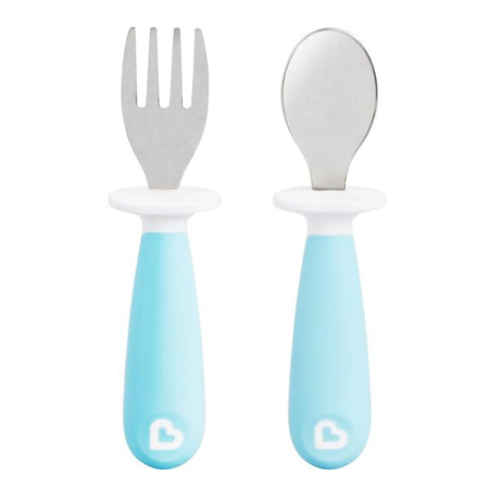 Munchkin Raise Toddler Fork and Spoon Set - 2pk, Blue, kids cutlery