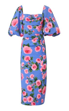 Floral Stretch-Cotton Midi Dress By Carolina Herrera | Moda Operandi