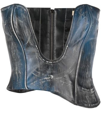 KNWLS plunging-neck Leather Corset Top - Farfetch