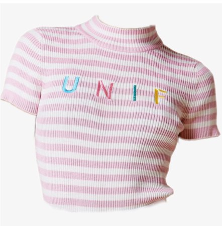 UNIF Pink and White Striped Crop Top