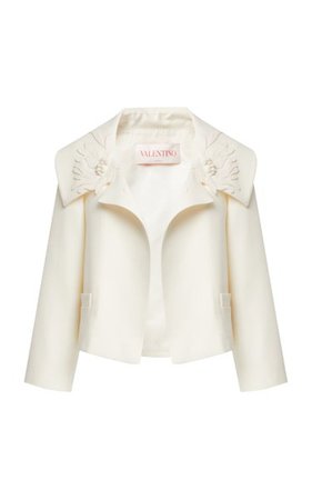 Patch Flowers Wool-Silk Jacket By Valentino | Moda Operandi