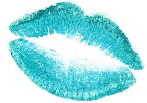 Teal Lipstick Kiss Print