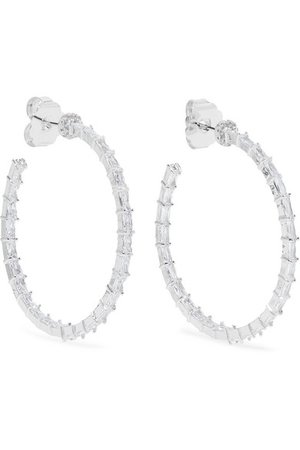 Kenneth Jay Lane | Silver-tone cubic zirconia hoop earrings | NET-A-PORTER.COM