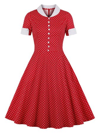 With Pockets Turn Collar Polka Dot 50s 60s Fapper Dress – Jolly Vintage
