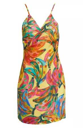 FARM Rio Metallic Banana Print Cover-Up Wrap Dress | Nordstrom