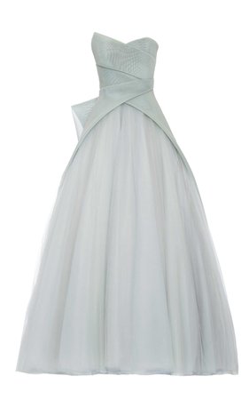 Mint Mesh And Tulle Strapless Ball Gown by Monique Lhuillier | Moda Operandi