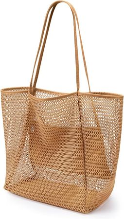 Amazon.com: KALIDI Beach Mesh Tote Bag, Casual Tote Grocery Bag Hobo Women Foldable MAX 23L Shoulder Bag For Beach Picnic Vacation : Clothing, Shoes & Jewelry