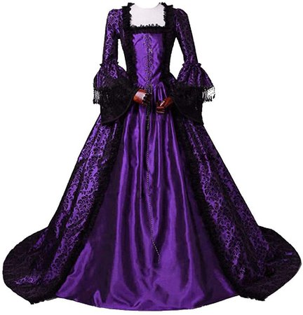 Amazon.com: CountryWomen Renaissance Gothic Dark Queen Dress Ball Gown Steampunk Vampire Halloween Costume (3XL, Blue and Black): Clothing