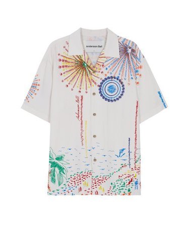andersson bell fireworks graphic collar shirt in white