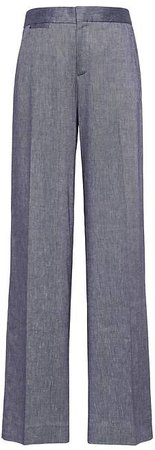 Blake Wide Leg-Fit Stretch Linen-Cotton Pant