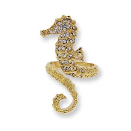 Get Noticed - White Czech Crystal Sea Horse Rings Set - Yellow Gold - Walmart.com