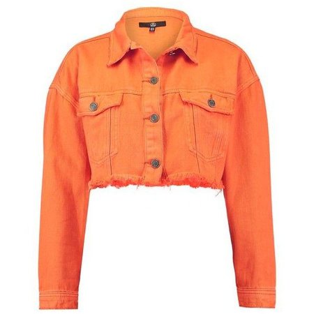 Orange Cropped Denim Jacket
