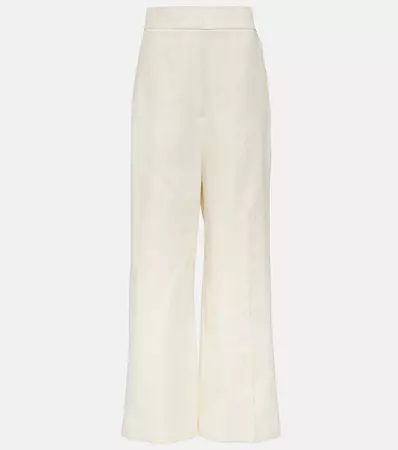 Banton Low Rise Cotton Wide Leg Pants in White - Khaite | Mytheresa