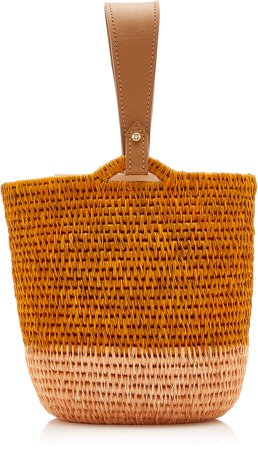 Khokho Zandi Leather-Trimmed Straw Bucket Bag