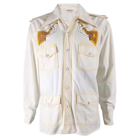 De George Mens Vintage 70s Mexican Western Embroidered Mammoth Shirt, 1970s For Sale at 1stDibs